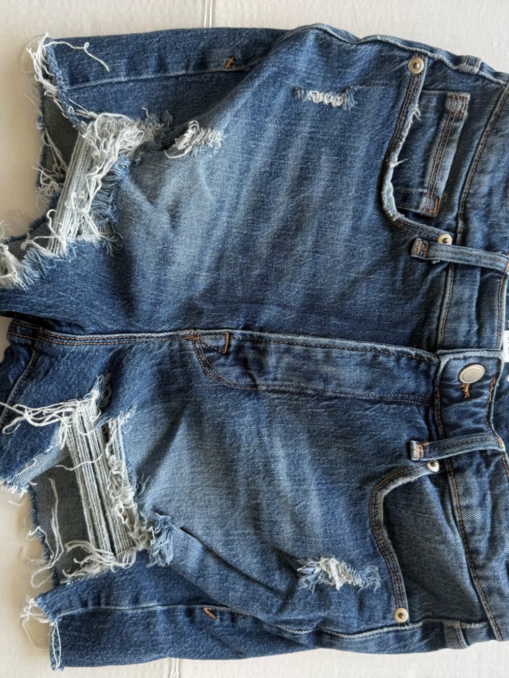 Distressed high rise Denim Shorts